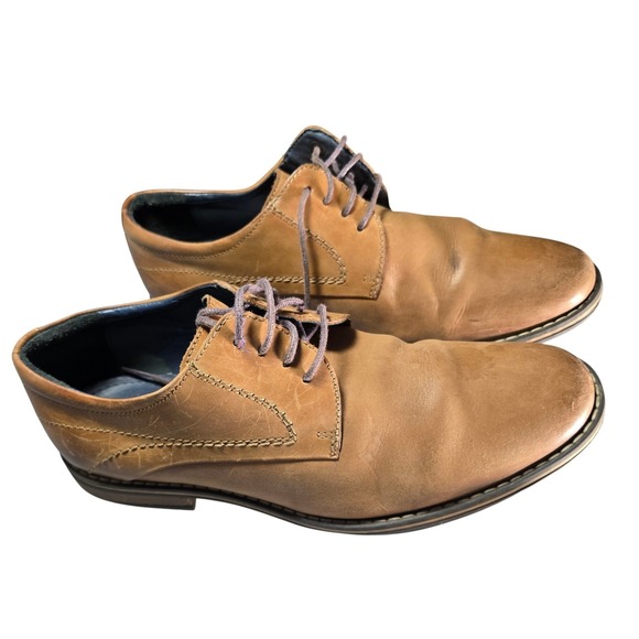 Lasocki Mens Tan Brown Genuine Leather Derby Lace Up Dress Shoes EU 39 US 6.5 - Picture 2 of 8